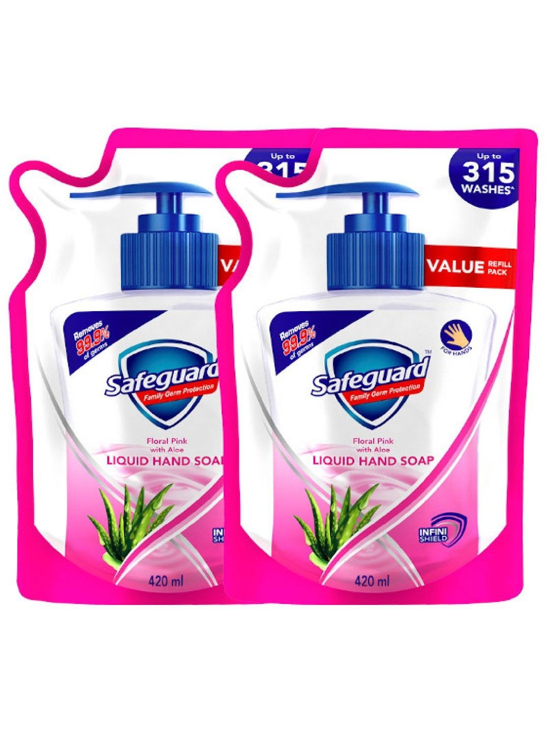 Safeguard Liquid Hand Soap Pink Refill 2-pack (420ml)