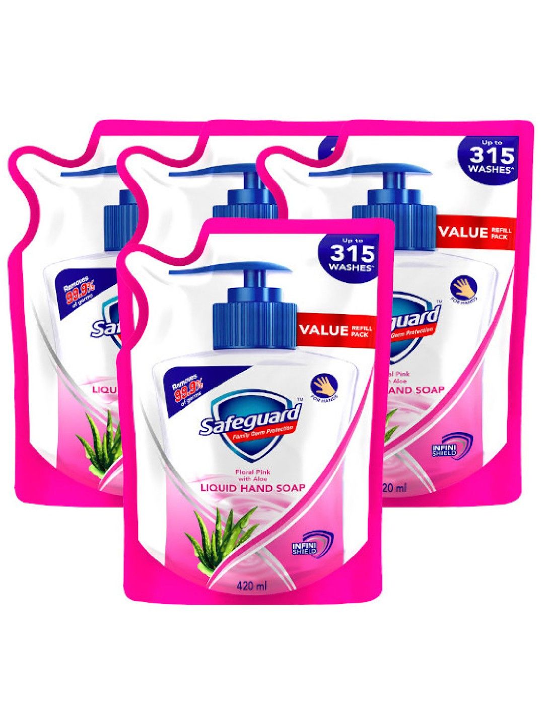 Safeguard Liquid Hand Soap Pink Refill 4-pack (420ml) (No Color- Image 1)