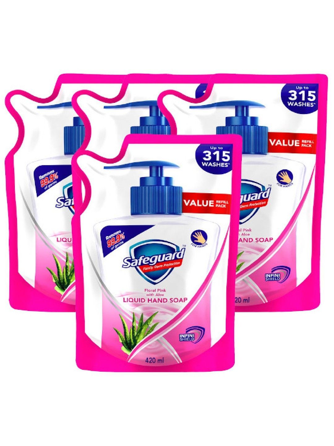 Safeguard Liquid Hand Soap Pink Refill 4-pack (420ml)
