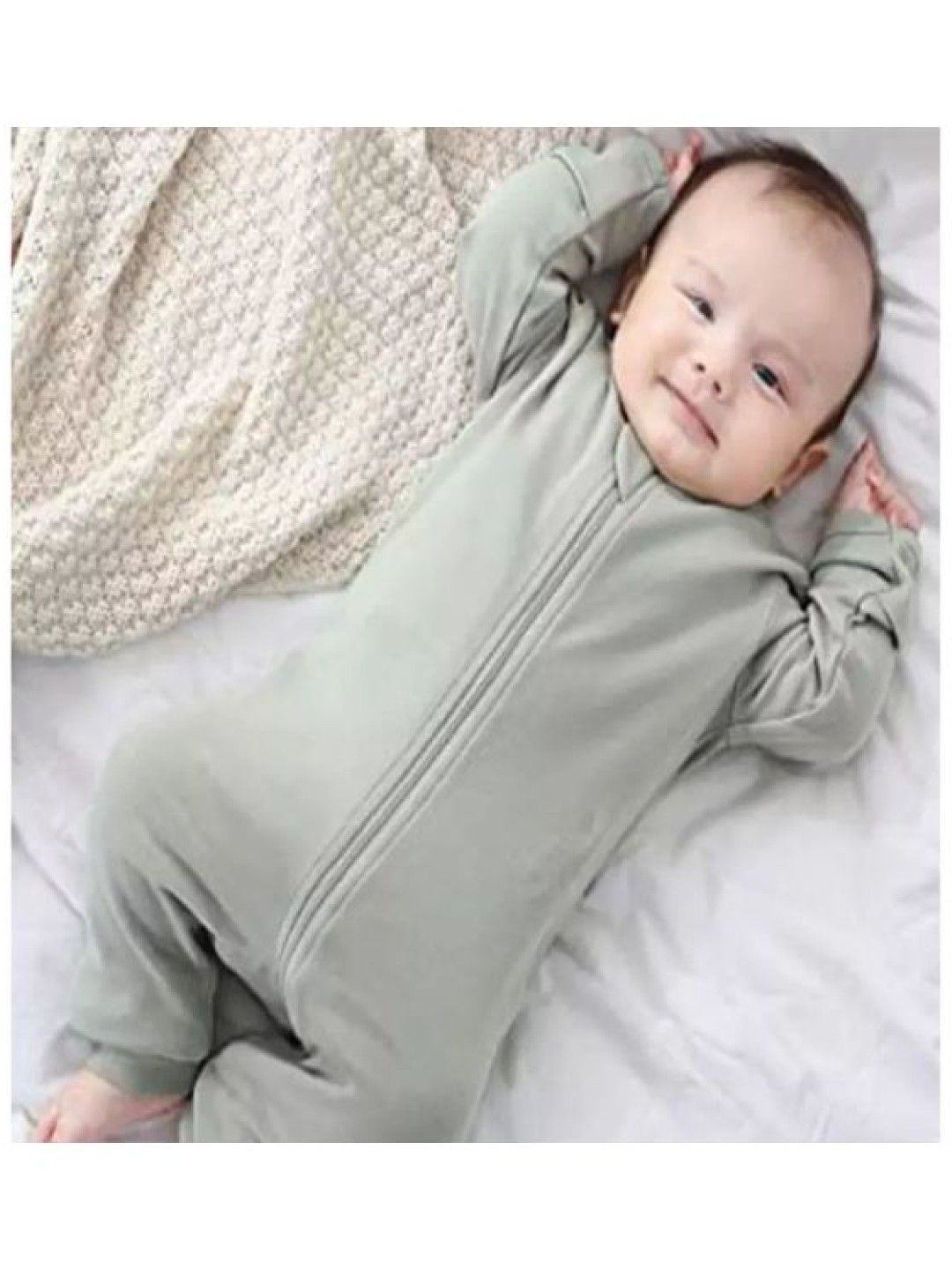 Kalma Baby Organic Bamboo Zip Footless Romper Onesies (Sage Green- Image 3)