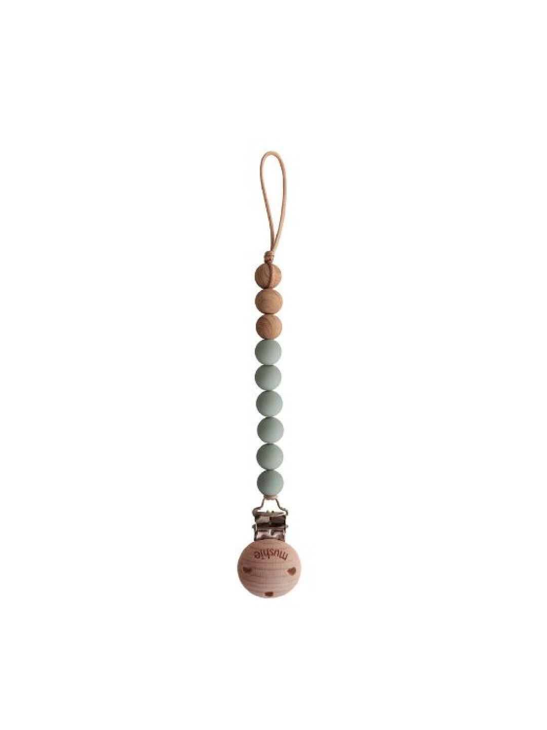 Mushie Silicone Pacifier Clip | Eva (Sage- Image 1)