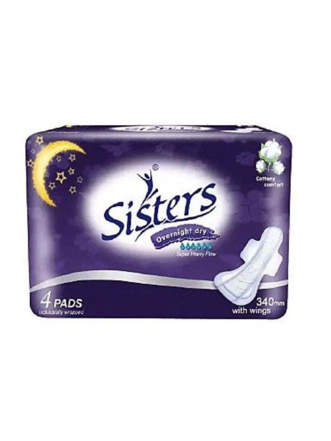 Sisters Sanitary Napkin Perforated Cottony Overnight with Wings (4s)