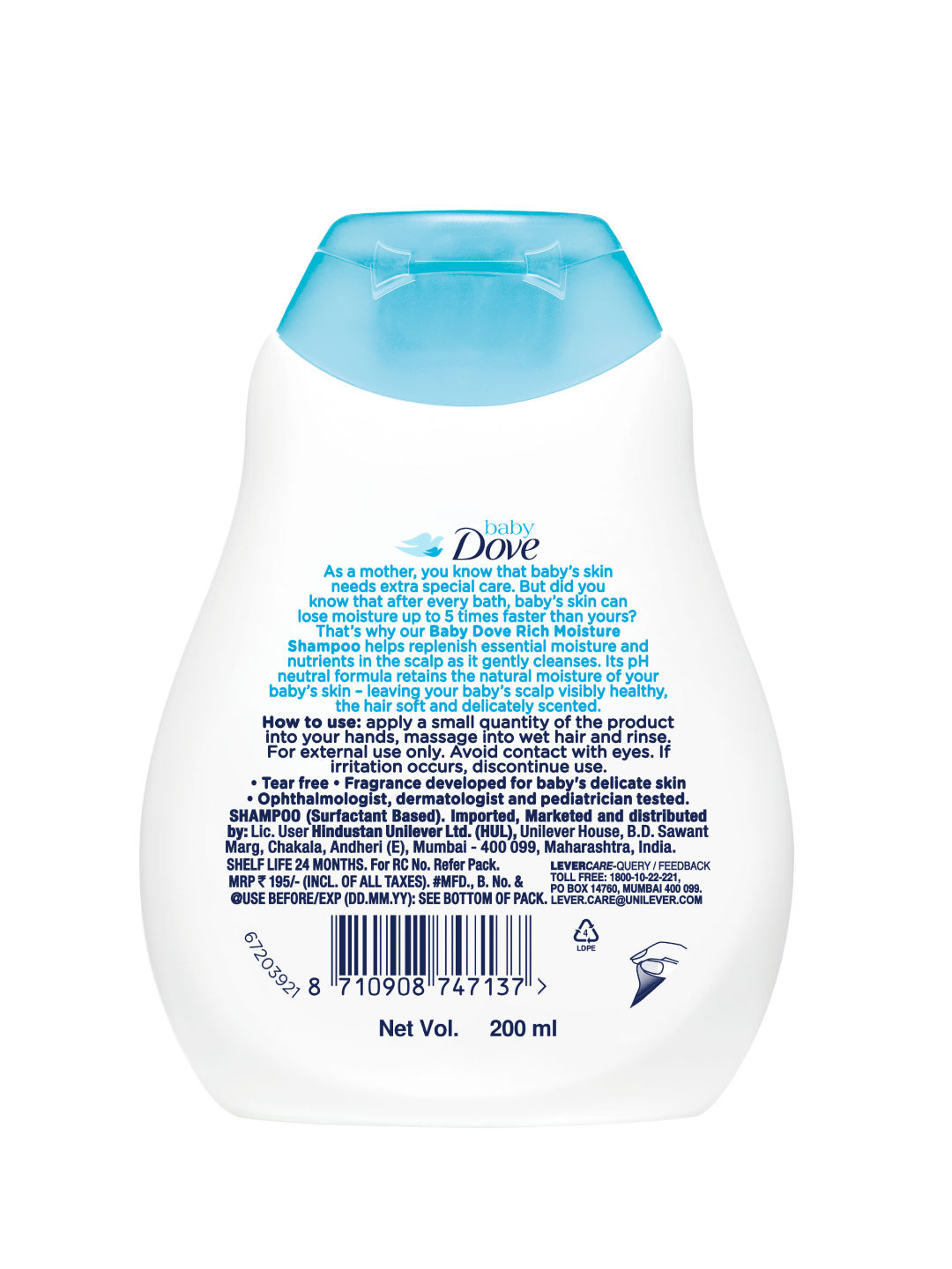 Baby Dove Baby Shampoo Rich Moisture (200ml) (No Color- Image 2)