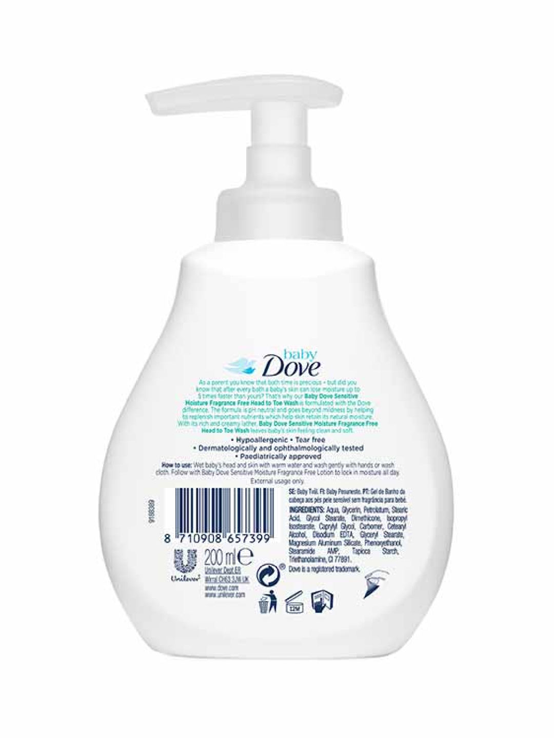 Baby Dove Hair To Toe Wash Sensitive Moisture (200ml) (No Color- Image 2)