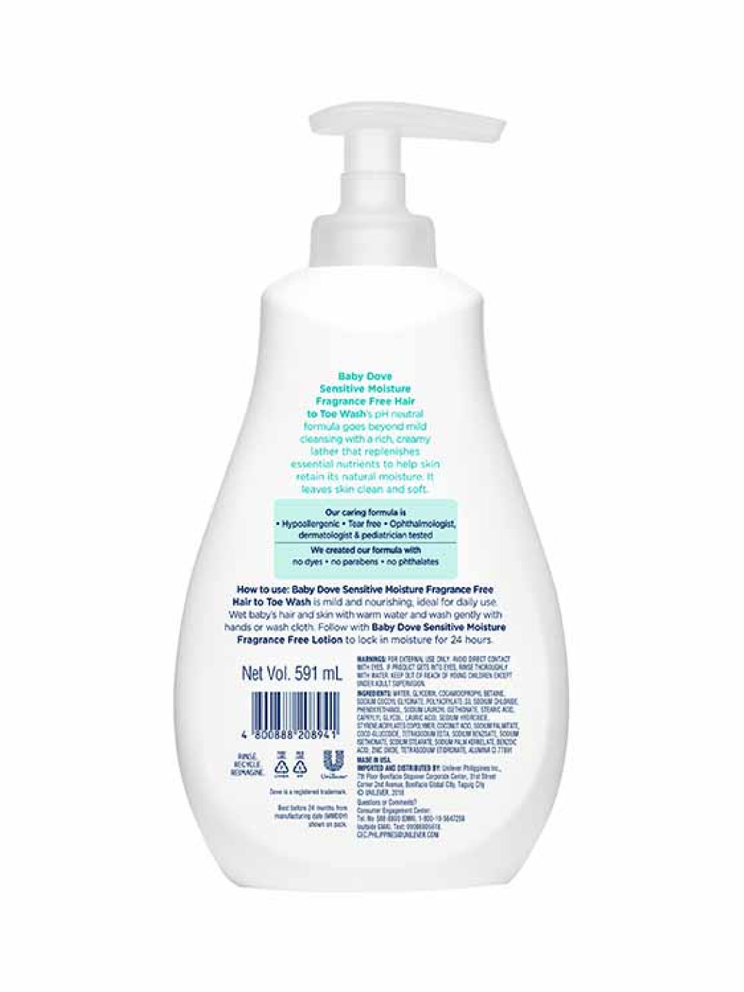 Baby Dove Hair To Toe Wash Sensitive Moisture 591ml (Bundle of 3) (No Color- Image 2)