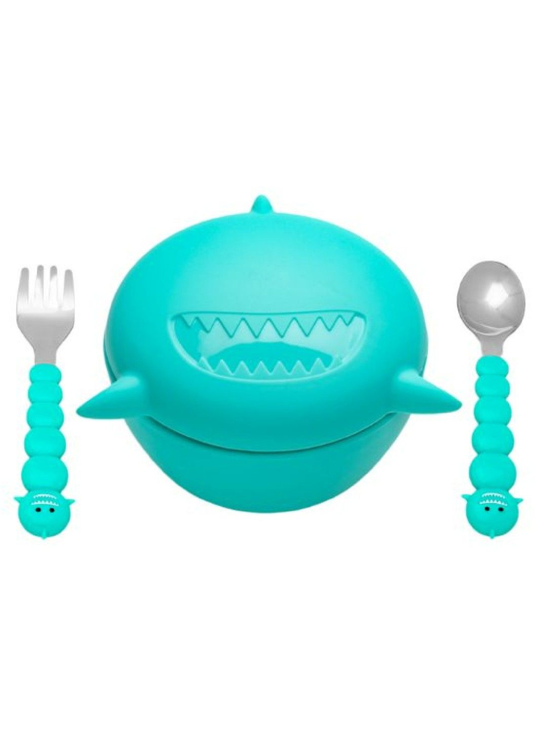 Melii Baby Silicone Bowl with Lid & Utensils (Shark- Image 1)