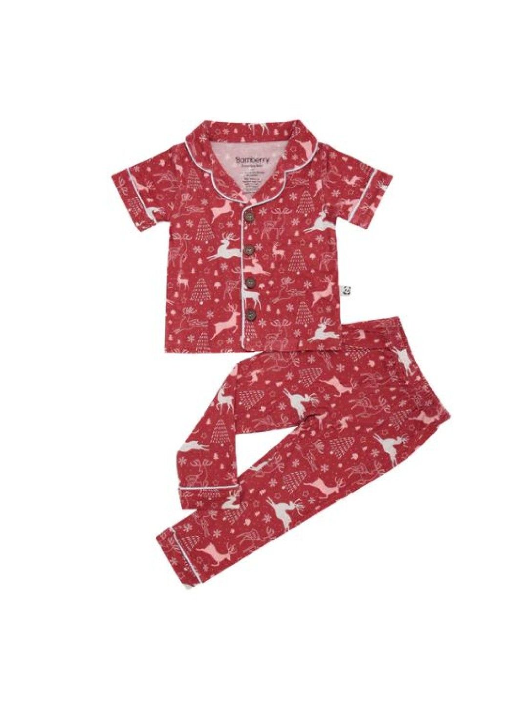Bamberry Baby Short Sleeves Button Down Set, Reindeer (No Color- Image 1)