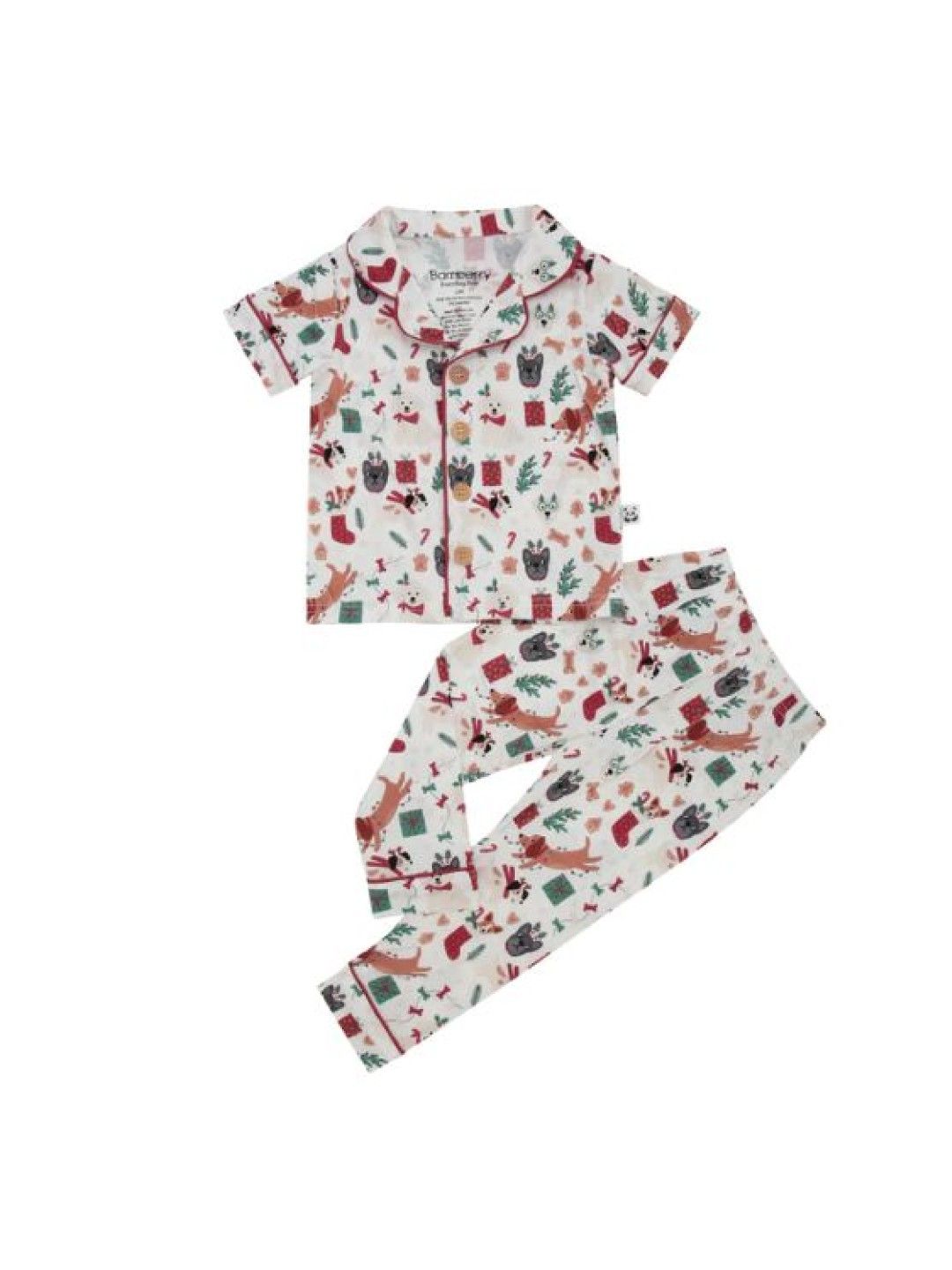 Bamberry Baby Short Sleeves Button Down Set, Xmas Dog (No Color- Image 1)