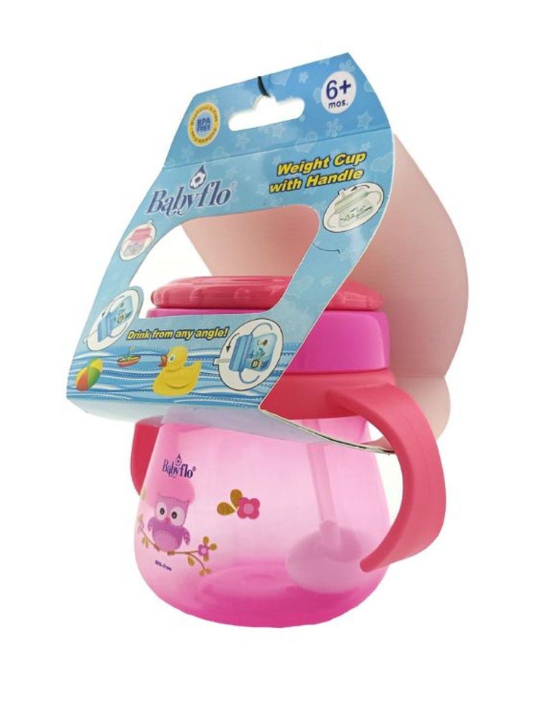 Babyflo Weighted Cup with Handle (Pink- Image 2)