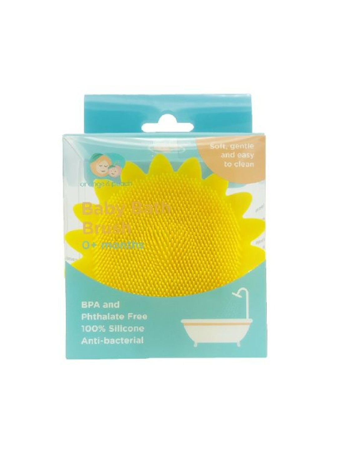 Orange & Peach Silicone Antibacterial Bath Brush Sunflower for Babies and Kid (No Color- Image 1)