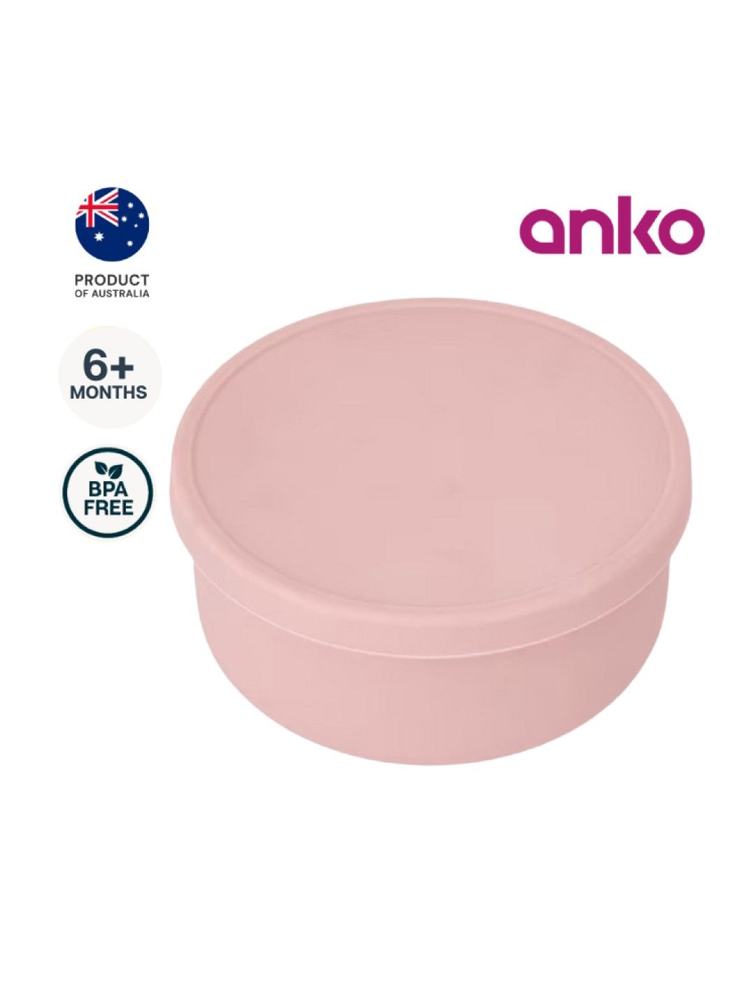 Anko Silicone Bowl with Lid (Pink- Image 1)