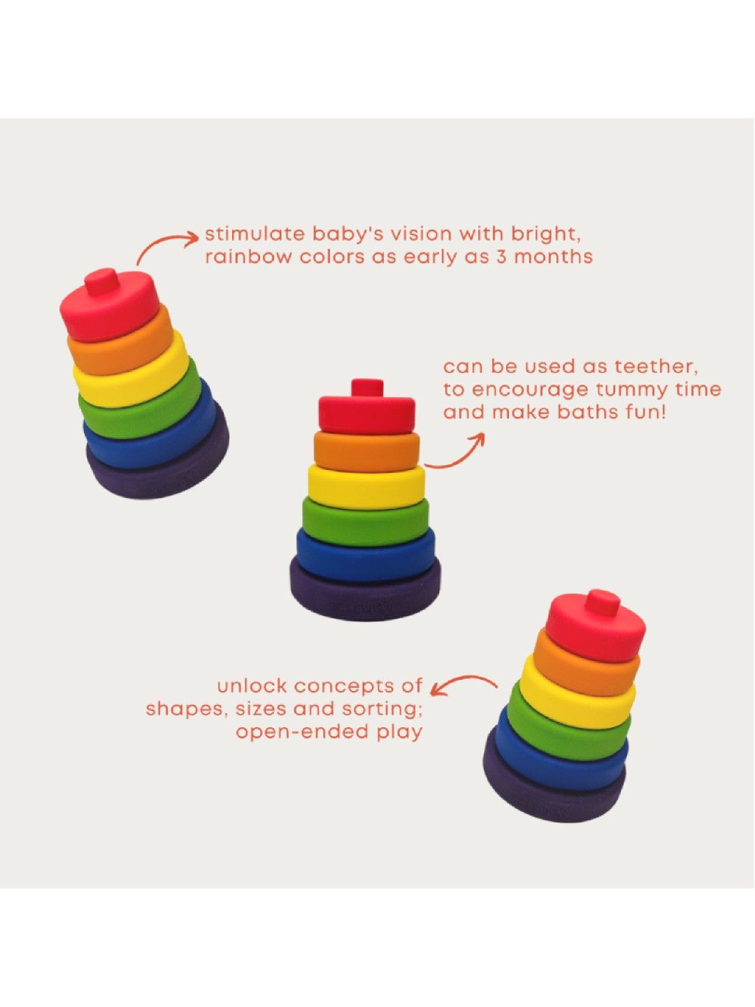 Tots & Kisses Silicone Rainbow Stacking Tower (No Color- Image 2)