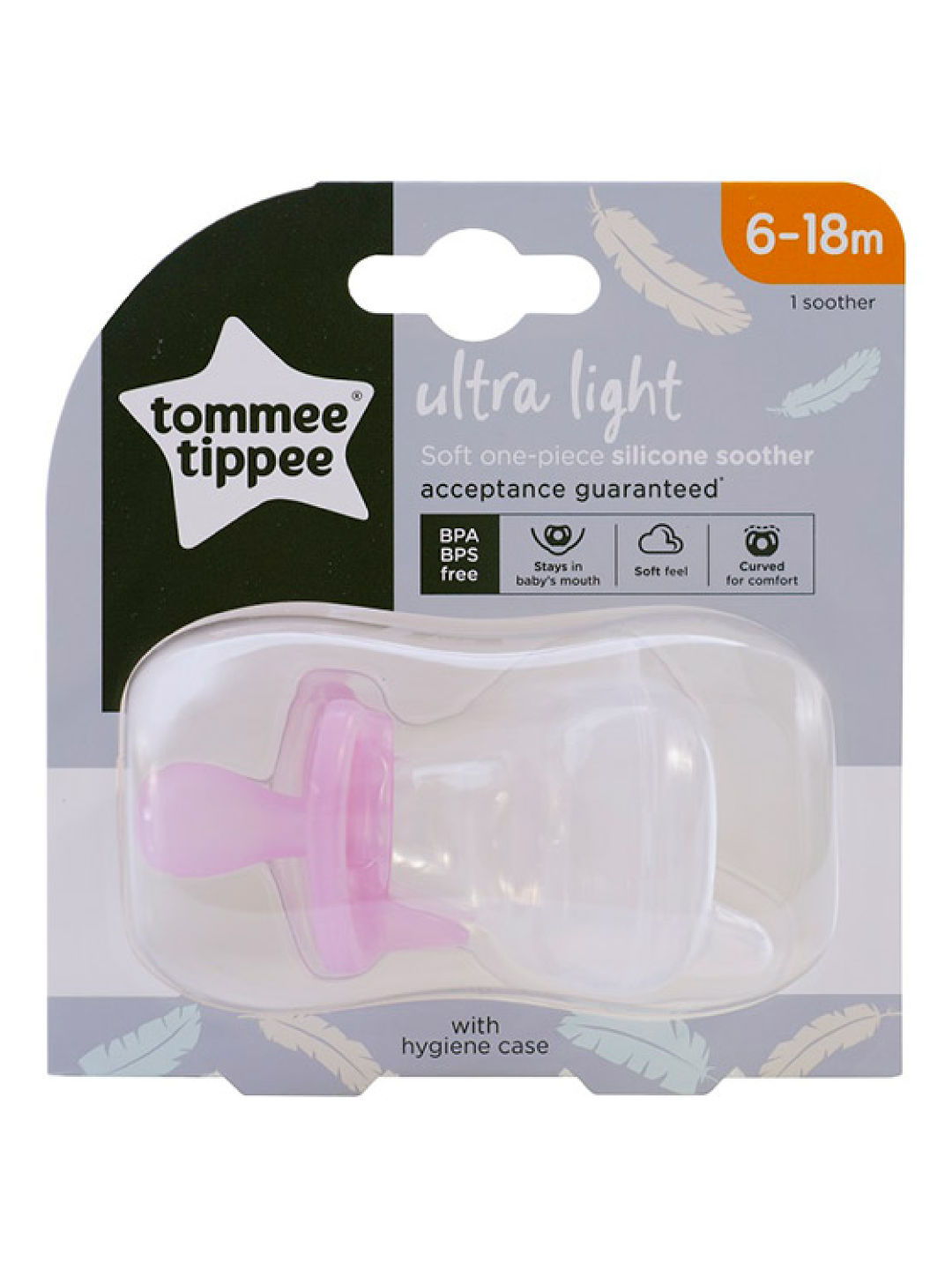 Tommee Tippee Soft-one Piece Silicone Soother (6-18m) (Purple- Image 1)