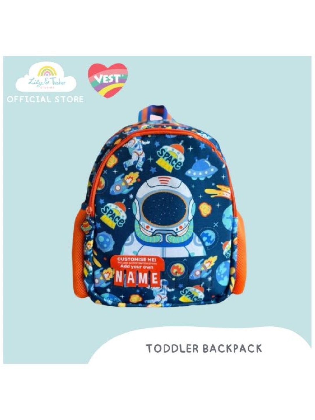 Lily and Tucker Vest 12” Kids Backpack with DIY Personalized Name - Space (No Color- Image 2)