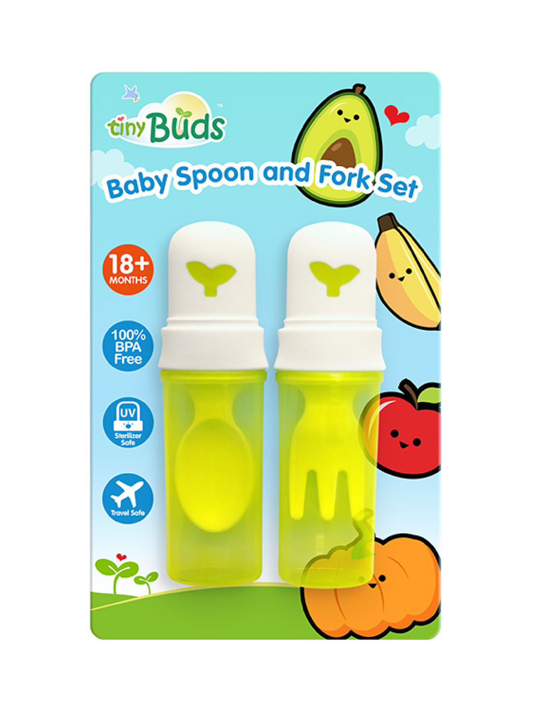 Tiny Buds Baby Spoon & Fork Set with Travel Cover (No Color- Image 3)