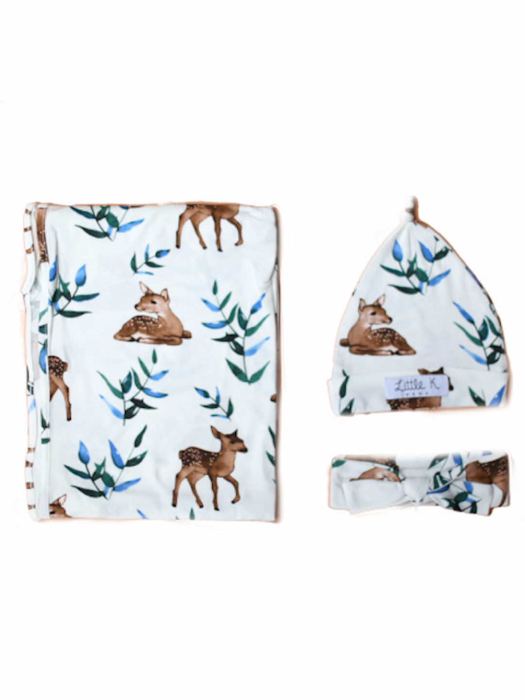 Little K Spring Deer Bamboo Swaddle Set (No Color- Image 1)