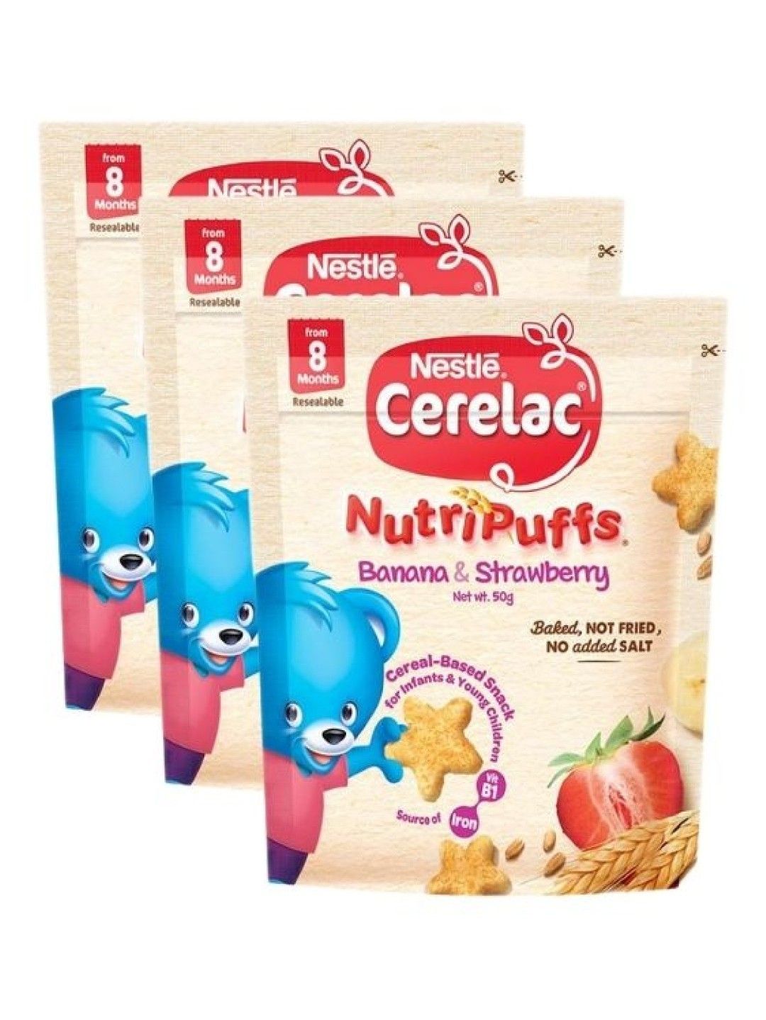 CERELAC Cerelac Nutripuffs Strawberry (50g) Bundle of 3