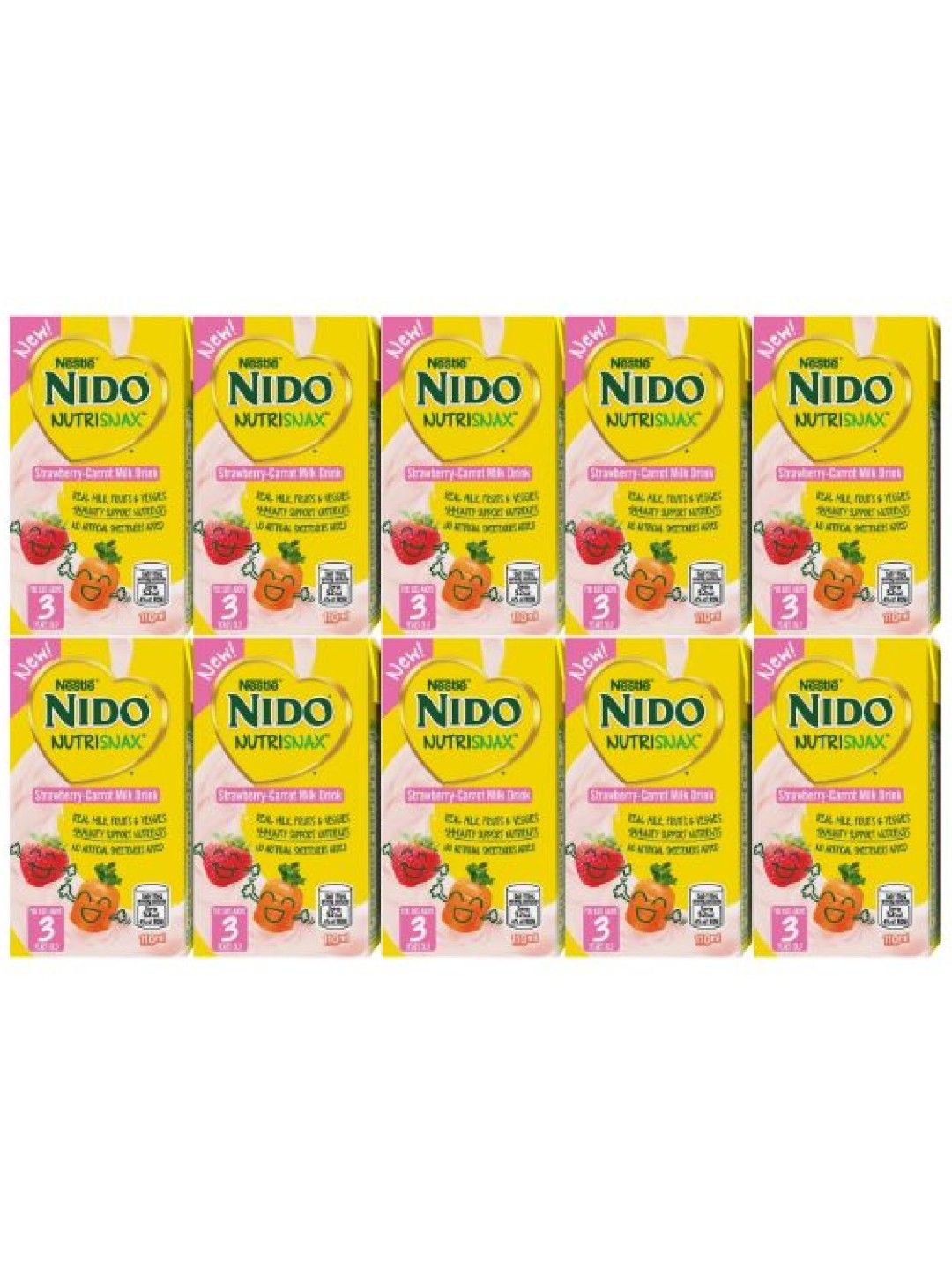 Nido NutriSnax Strawberry and Carrot (110ml) - Bundle of 10 (No Color- Image 1)