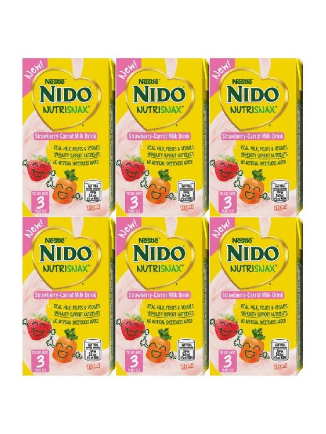 Nido NutriSnax Strawberry and Carrot (110ml) - Bundle of 6 (No Color- Image 1)