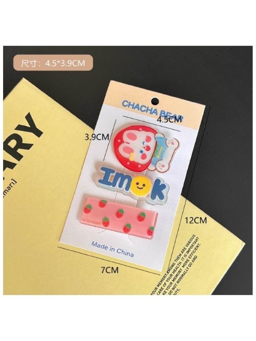 Scenti 3pc Hair Clip Set (Set of 2) (Strawberry and Donuts- Image 2)