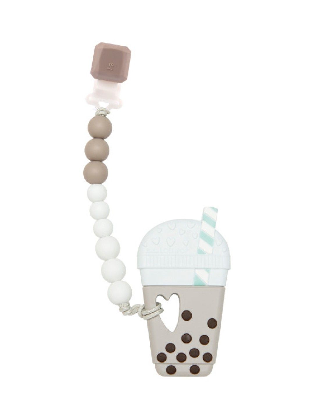 Lou Lou Lollipop Milk Tea Bubble Tea Silicone Teether Holder Set (Version 2 With Silicone Clip)