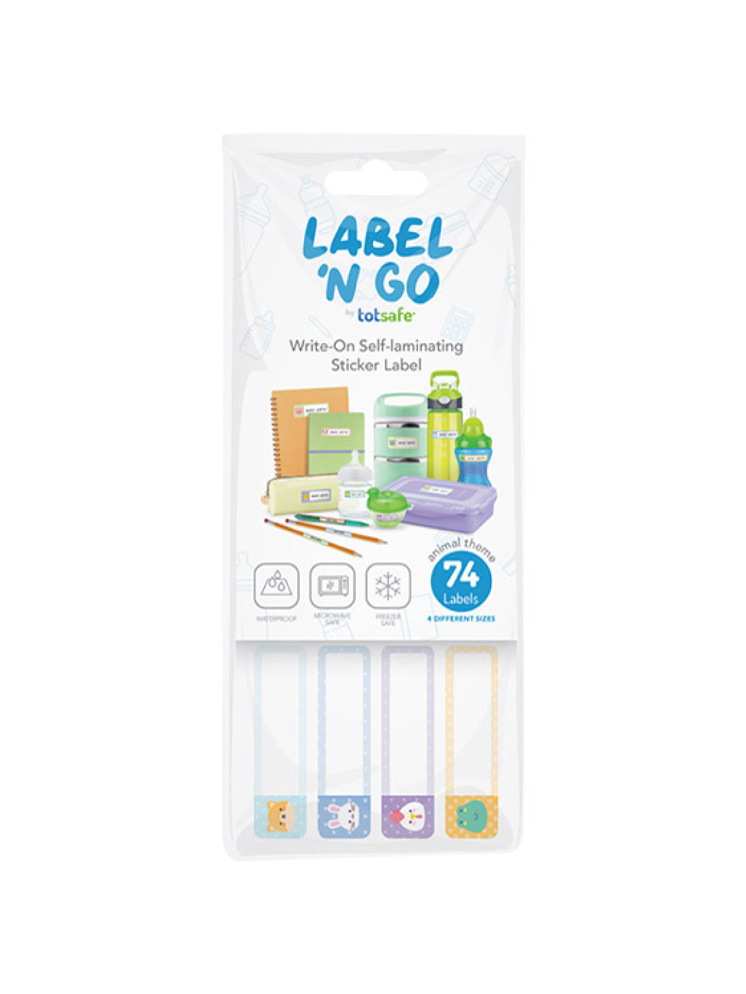 Totsafe Label N Go Write-On Self-Laminating Stickers (Animal Theme) - Bundle of 74s (No Color- Image 2)