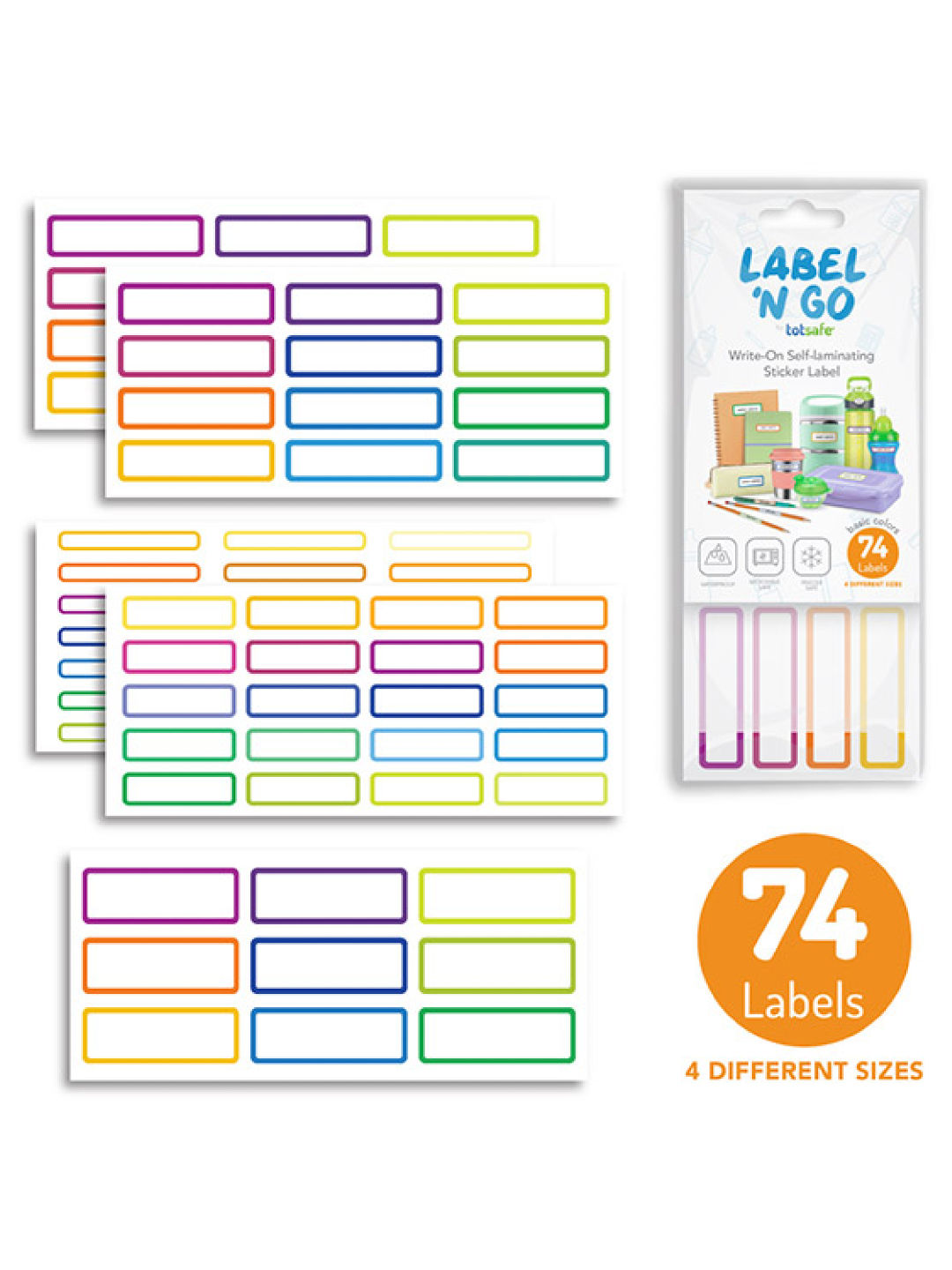 Totsafe Label N Go Write-On Self-Laminating Stickers (Plain/Basic) - Bundle of 74s