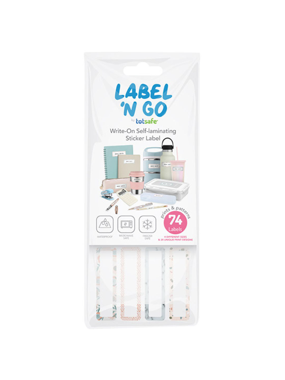 Totsafe Label N Go Write-On Self-Laminating Stickers (Prints/Patterns) - Bundle of 74s (No Color- Image 2)