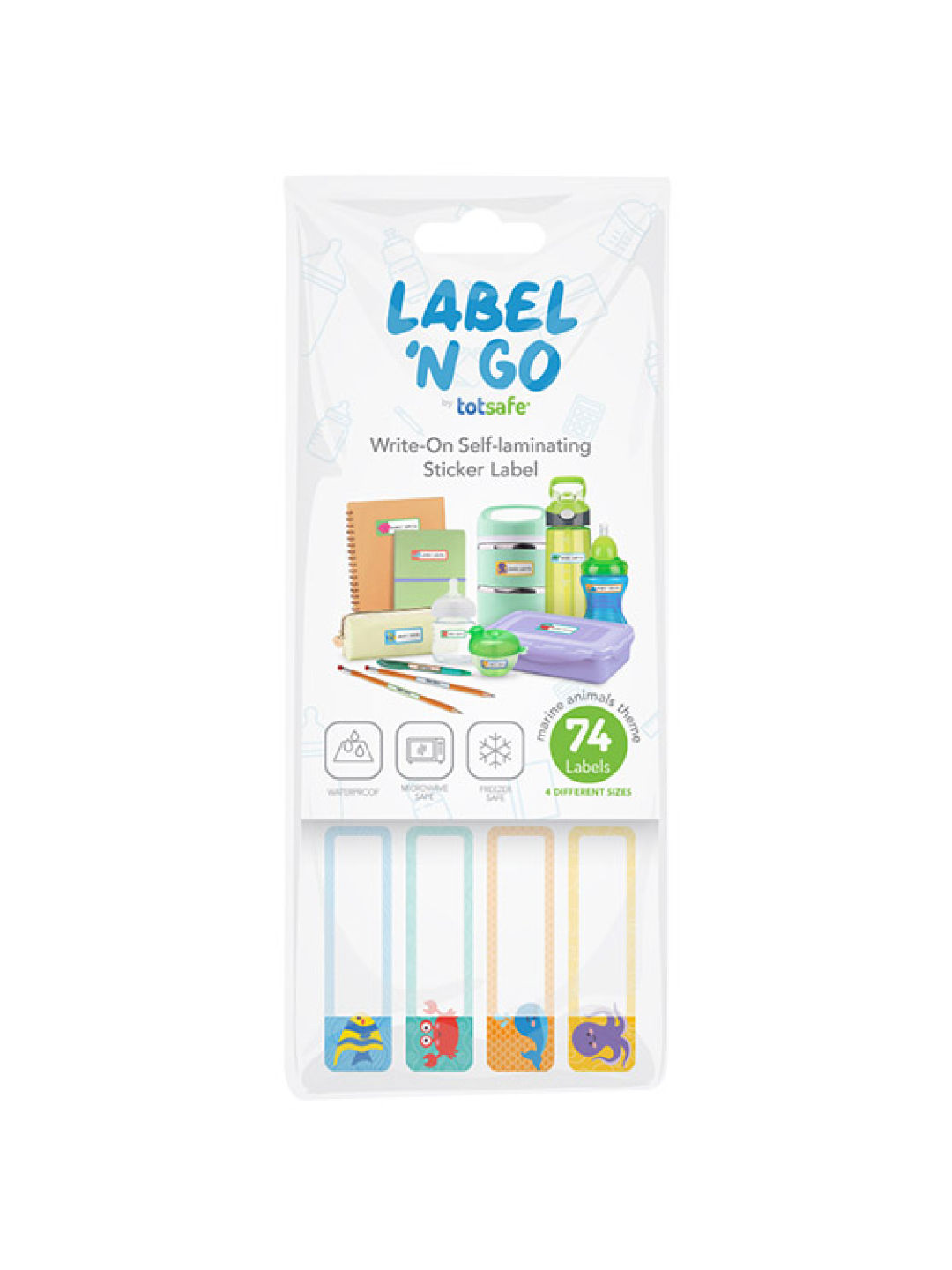 Totsafe Label N Go Write-On Self-Laminating Stickers (Marine Theme) - Bundle of 74s (No Color- Image 2)