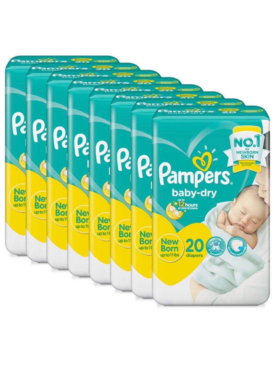 Pampers Baby Dry Taped Newborn 20s x 8 packs (160 pcs) (No Color- Image 1)