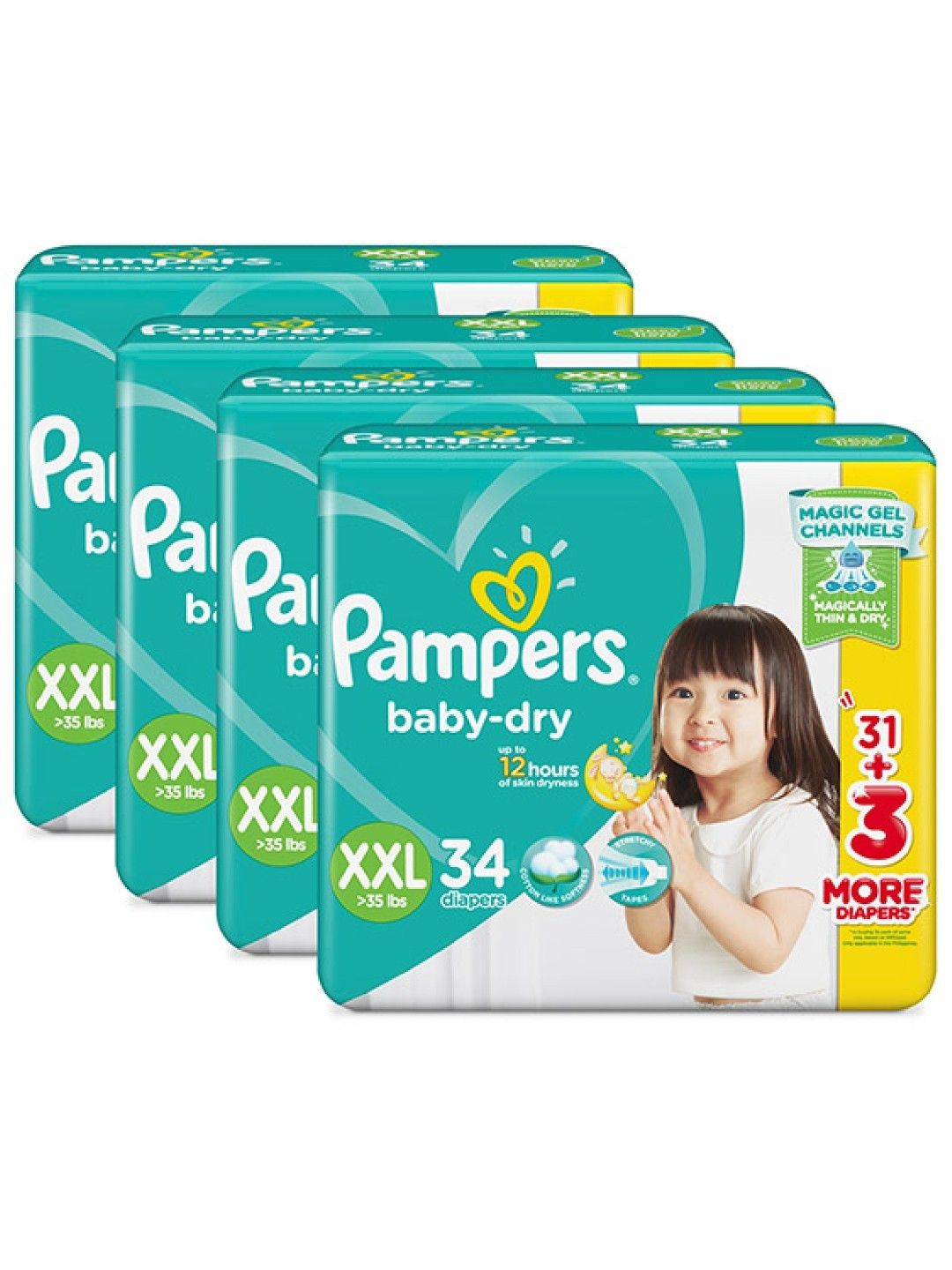 Pampers Baby Dry Taped XXL 34s x 4 packs (136 pcs) (No Color- Image 1)