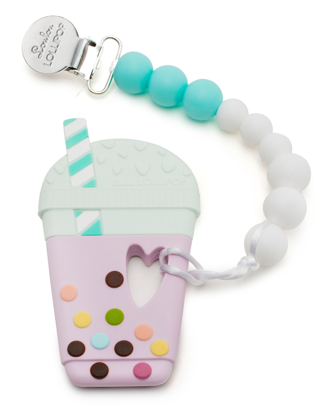 Lou Lou Lollipop Taro Bubble Tea Silicone Teether Holder Set