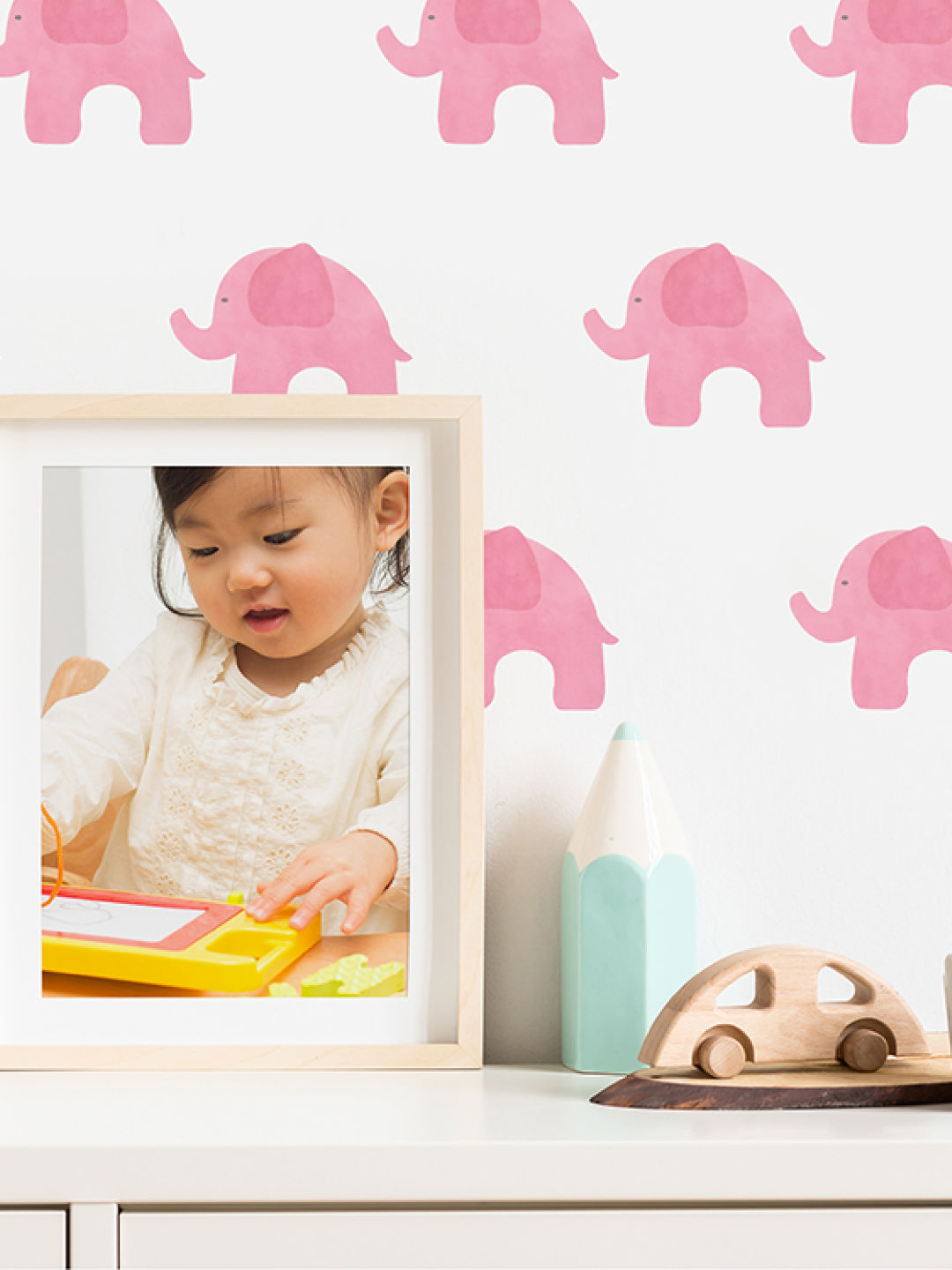 Baboo Basix The Elephant Life Peel and Stick DIY Wall Decals (Pink- Image 2)