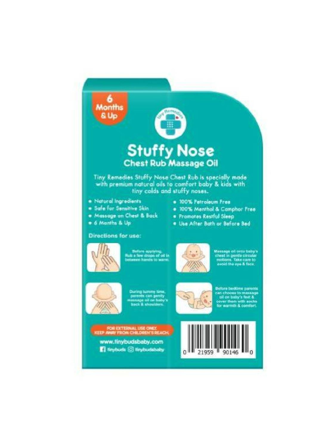 Tiny Buds Stuffy Nose Natural Baby Chest Rub Oil (50ml) (No Color- Image 2)