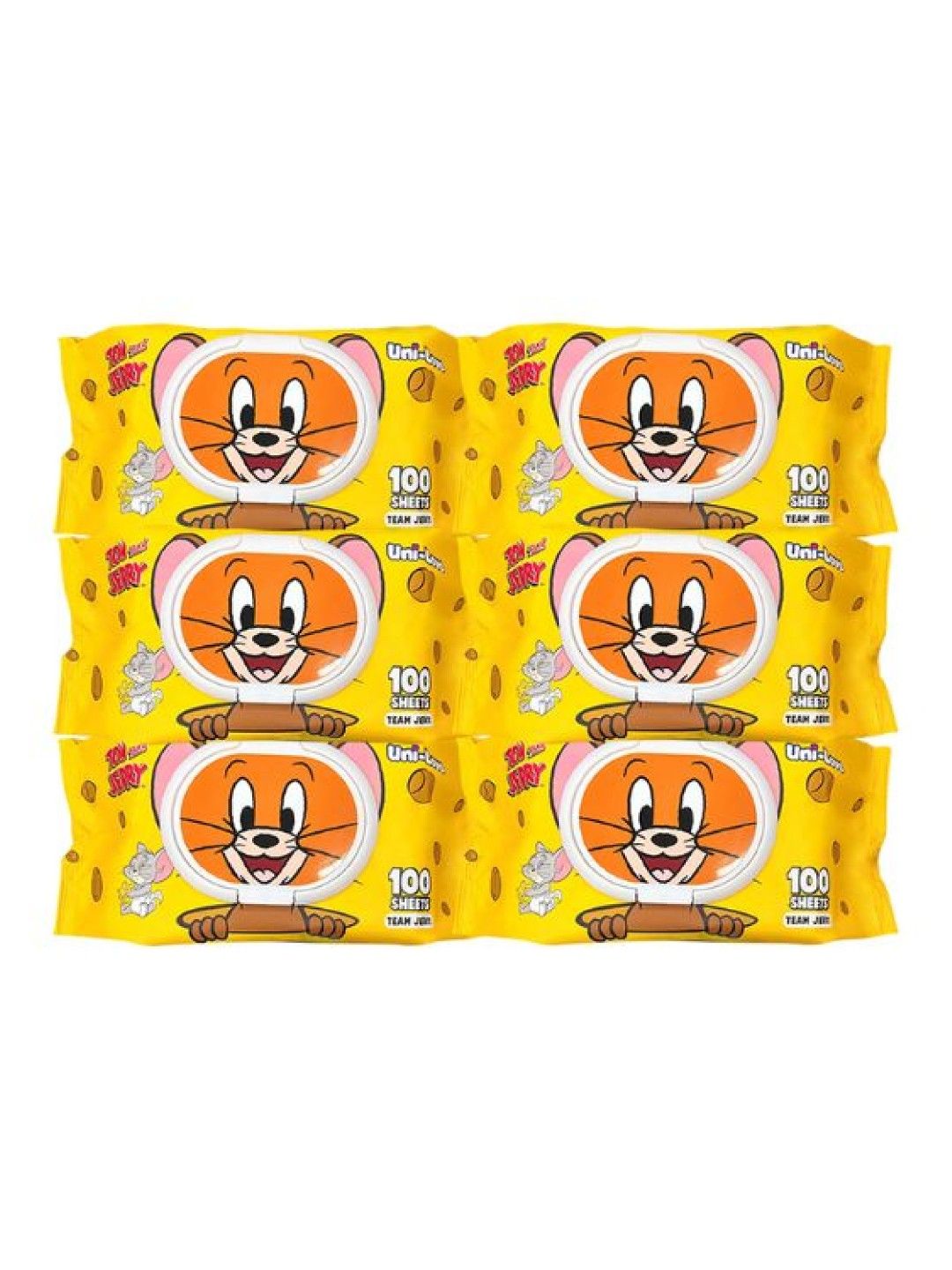 Uni-love Tom and Jerry Baby Wipes (Team Jerry) 100s (6-Pack) (No Color- Image 1)