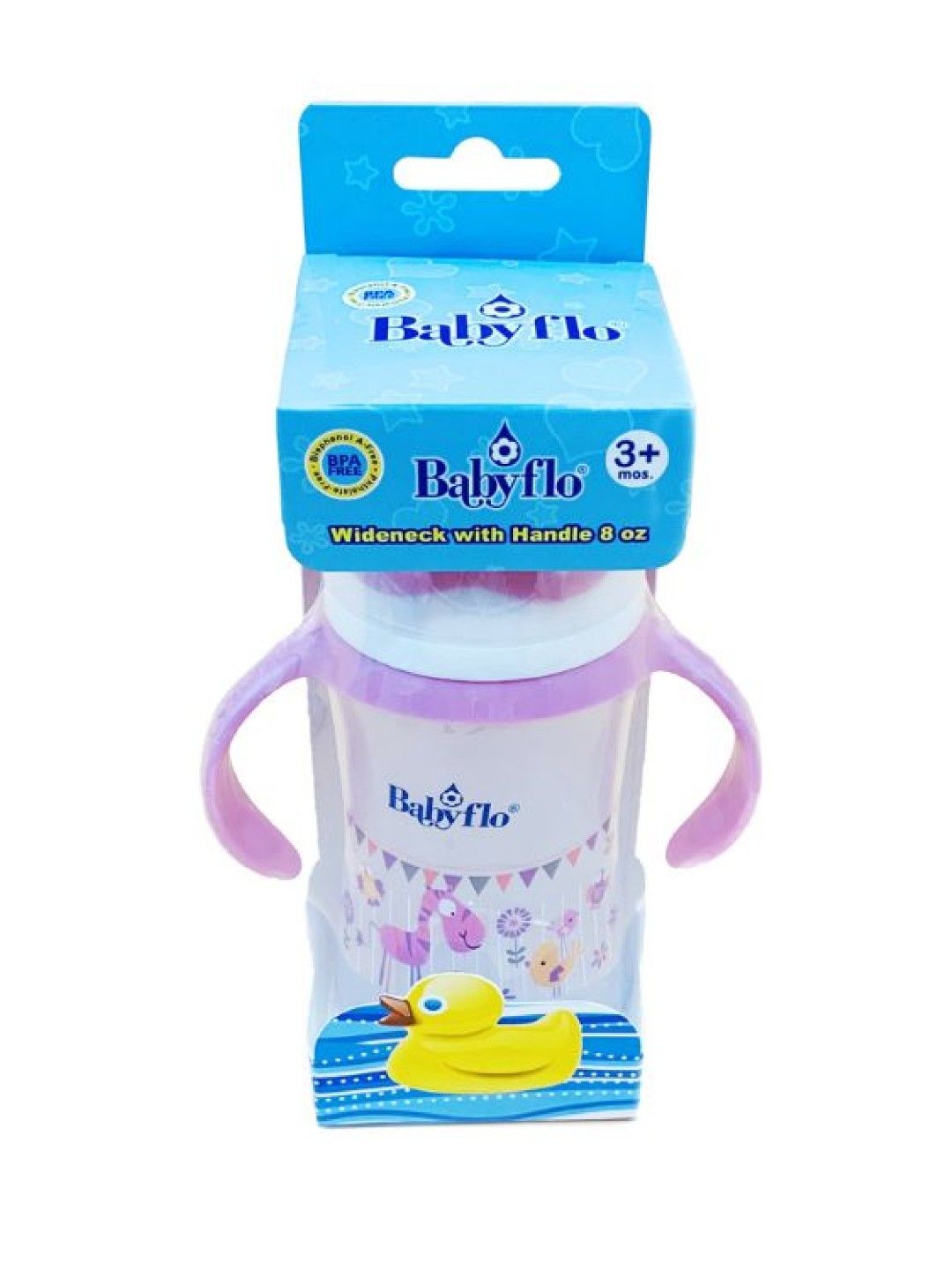 Babyflo Feeding Bottle Wideneck with Handle (8oz) (Pink- Image 3)