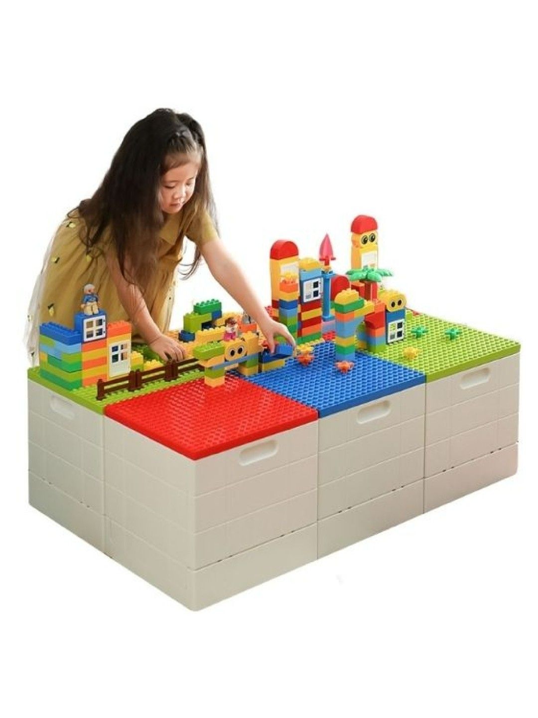 Shimoyama Toy Bricks Foldable Bin Organizer with Lid (Red- Image 2)