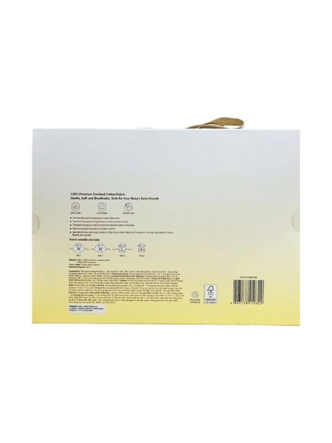 Purcotton Baby Swaddle (Yellow Elephant- Image 4)
