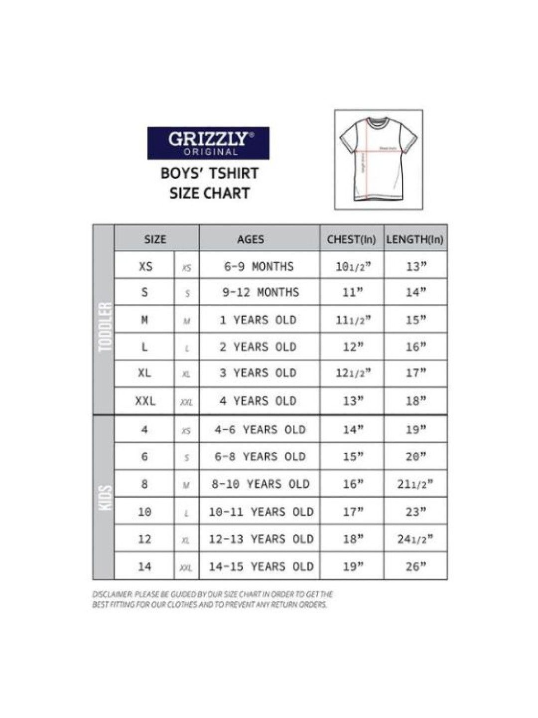 Grizzly Boys Round Neck Short Sleeve Tees With Print (White- Image 4)