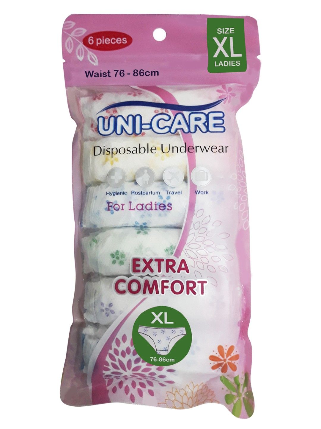 Uni-care Disposable Underwear for Women Extra Large 76-86cm (6s)