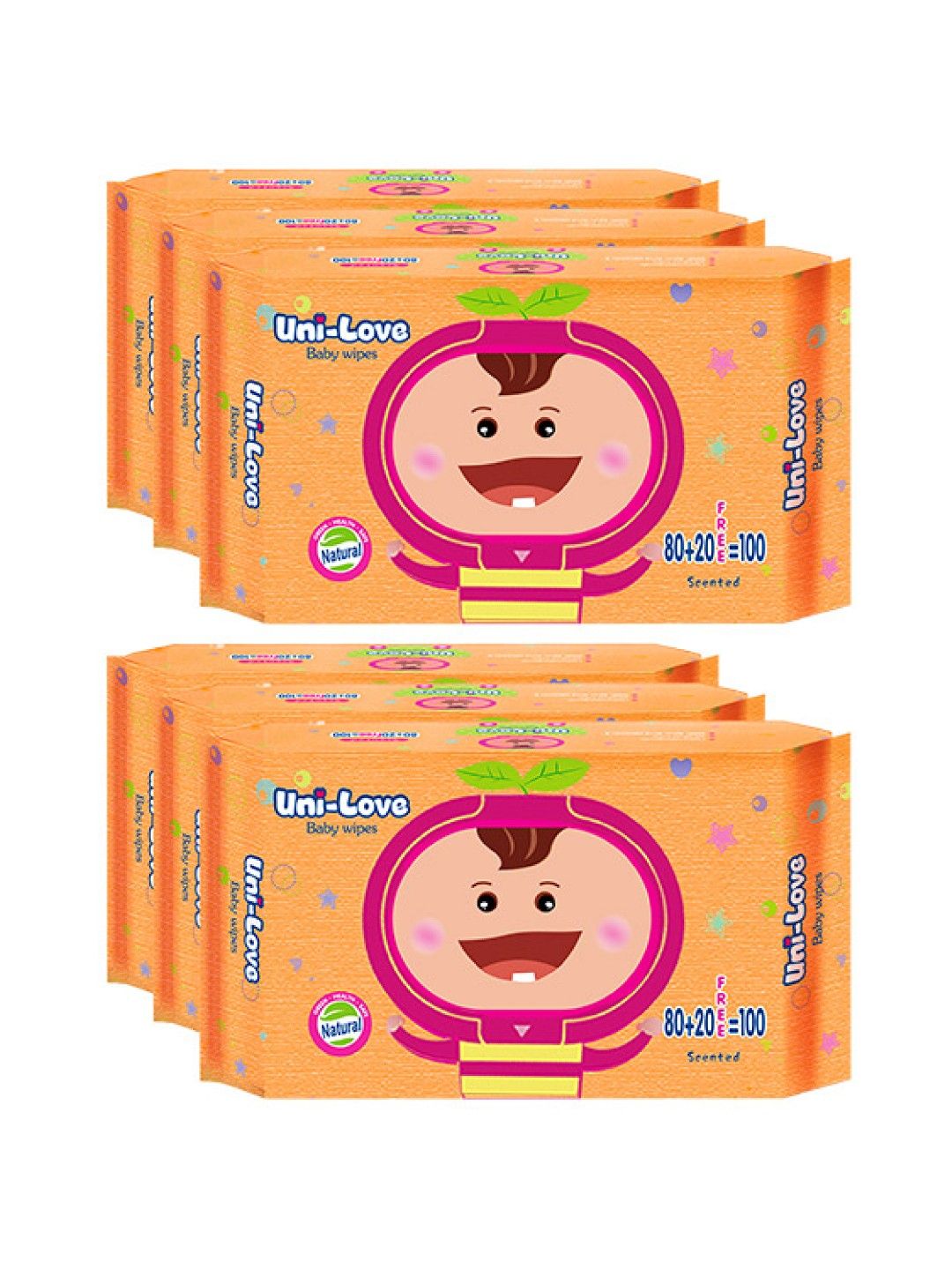 Uni-love Powder Scent Baby Wipes 100's (6-Pack)