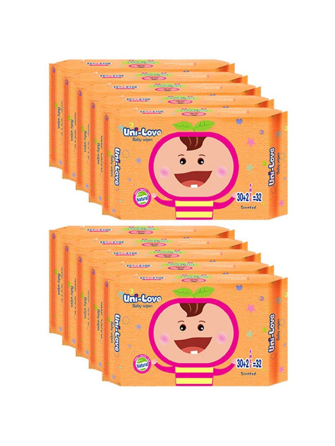 Uni-love Powder Scent Baby Wipes 32's (10-Pack) (No Color- Image 1)