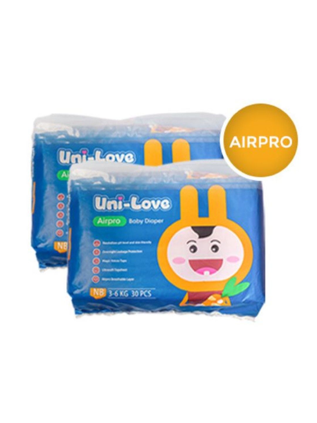 Uni-love Airpro Baby Tape Diaper 30's Newborn (Pack of 2)
