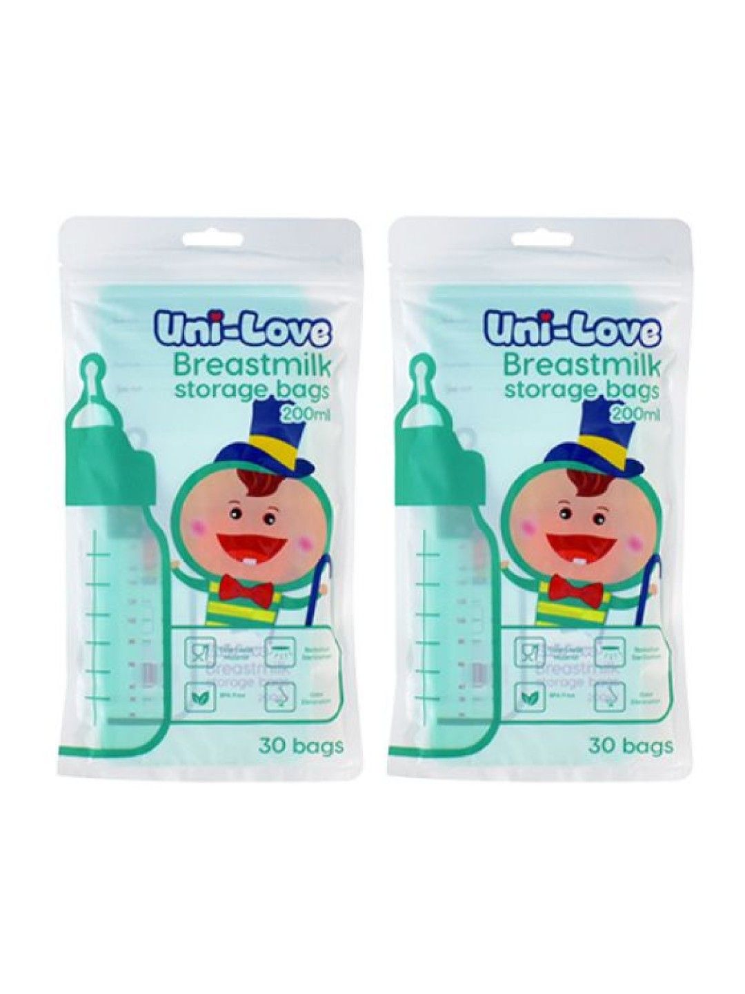 Uni-love Green Breastmilk Storage Bags 200ml (Pack of 2) (No Color- Image 1)