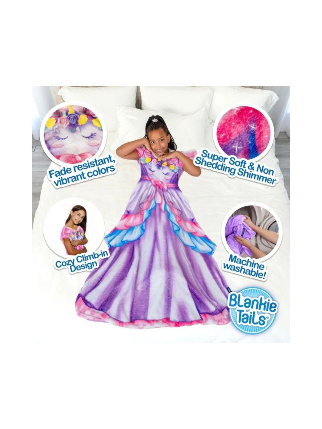 Blankie Tails Wearable Blankets - Unicorn Princess Dress (No Color- Image 2)