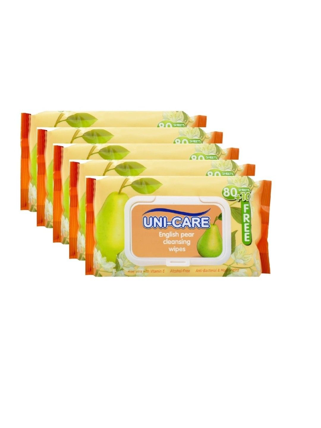 Uni-care English Pear Cleansing Wipes 90's (5-Pack) (No Color- Image 1)