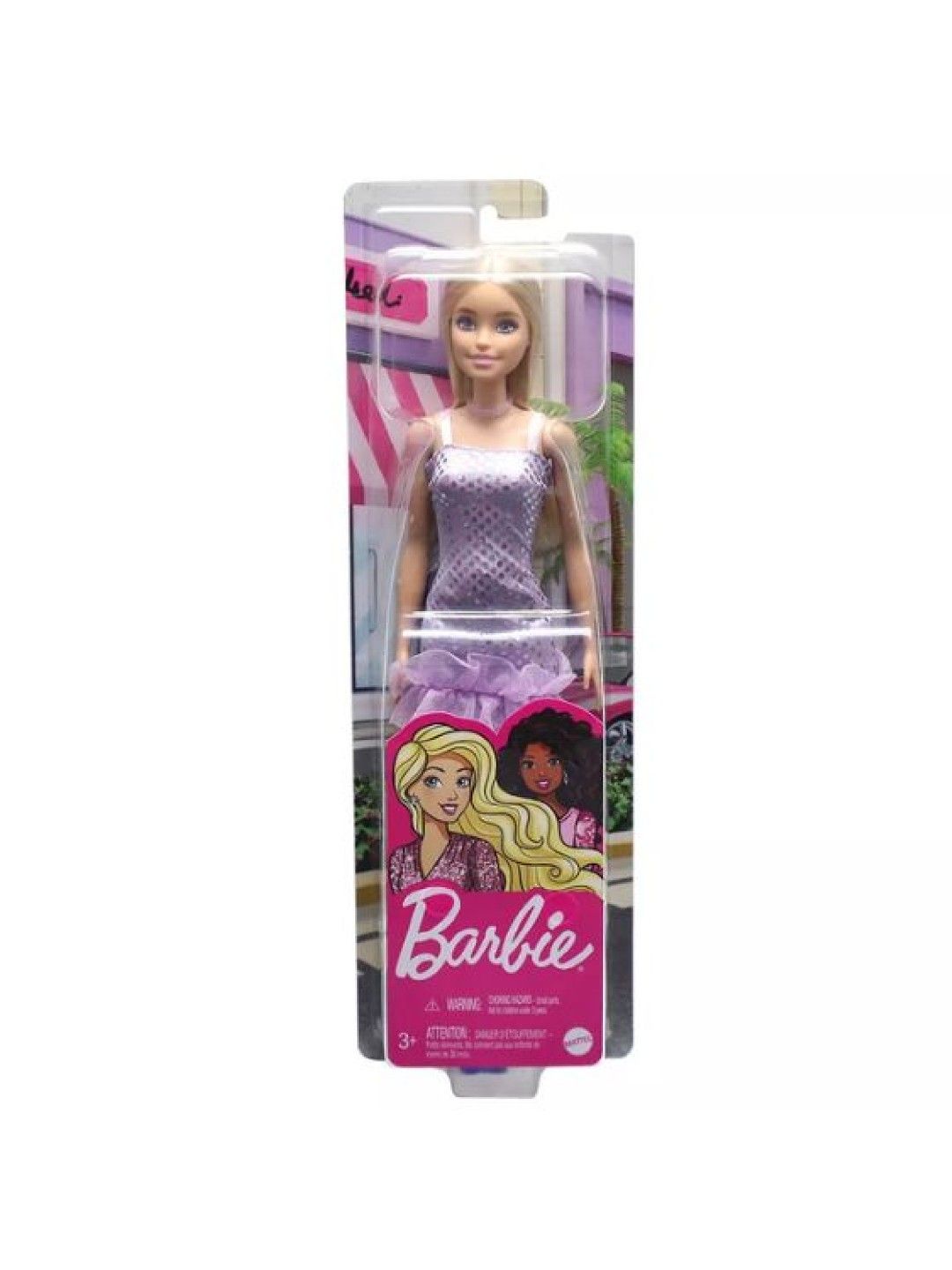 Barbie Pop Glitz Brunette Doll with Purple Metallic Dress Fashion Outfit (No Color- Image 4)