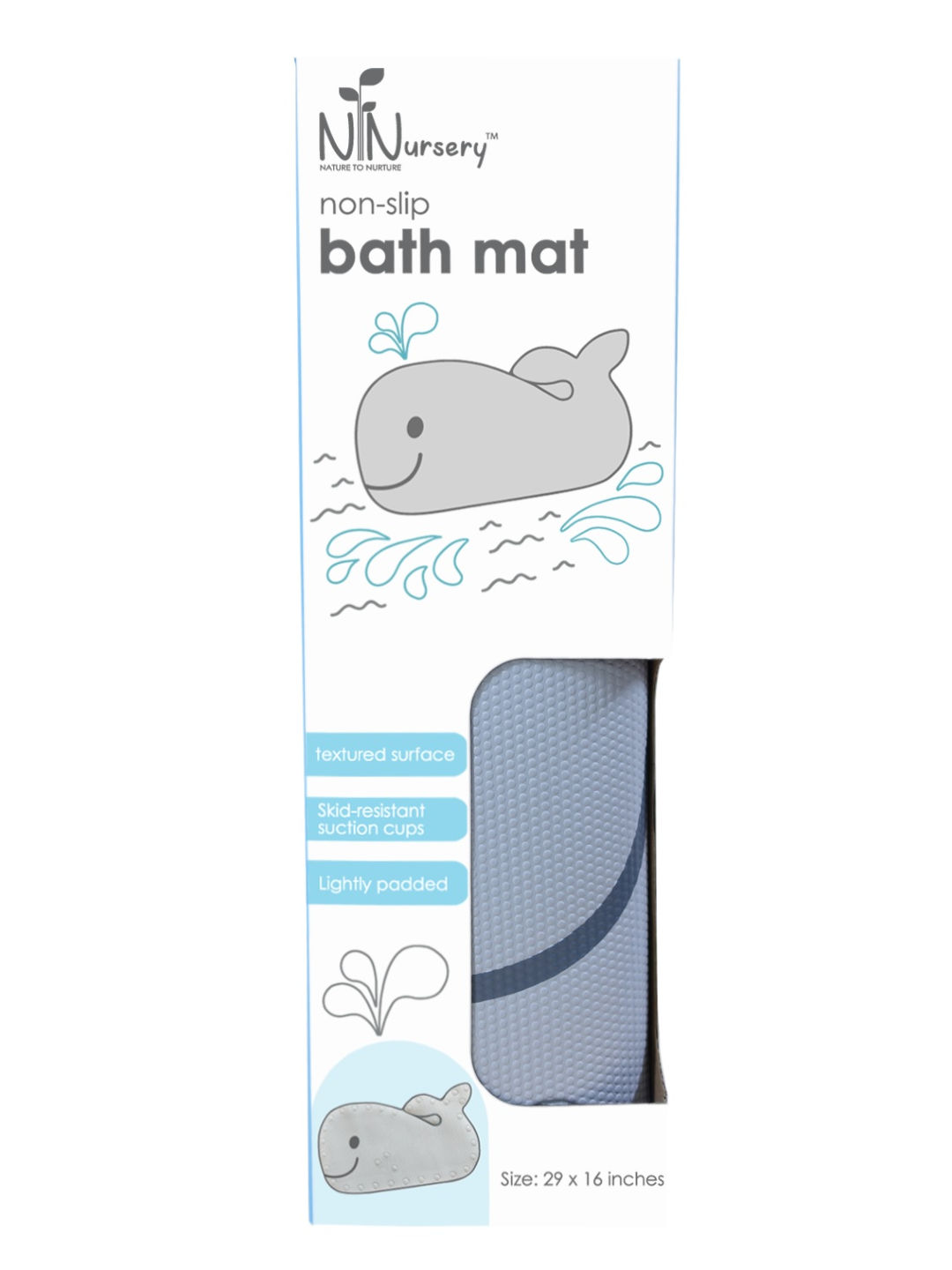 Nature to Nurture Non-slip Bath Mat (Grey- Image 2)