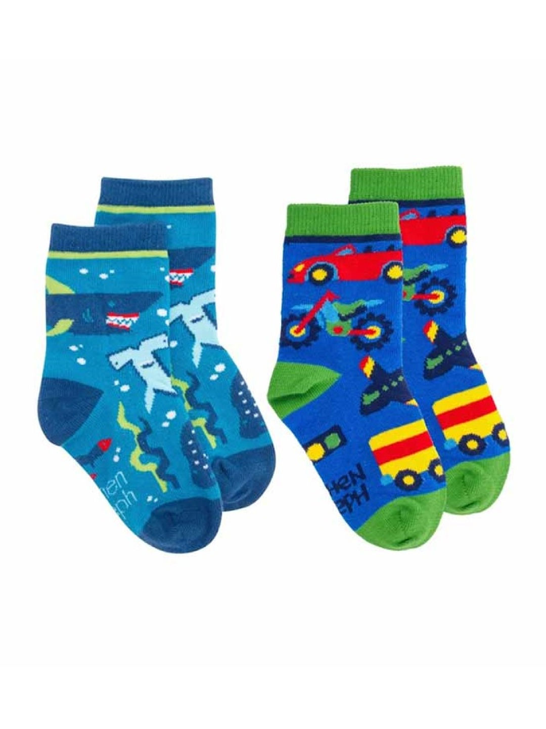 Stephen Joseph Transportation and Shark Toddler Socks (2pairs) (Blue- Image 1)