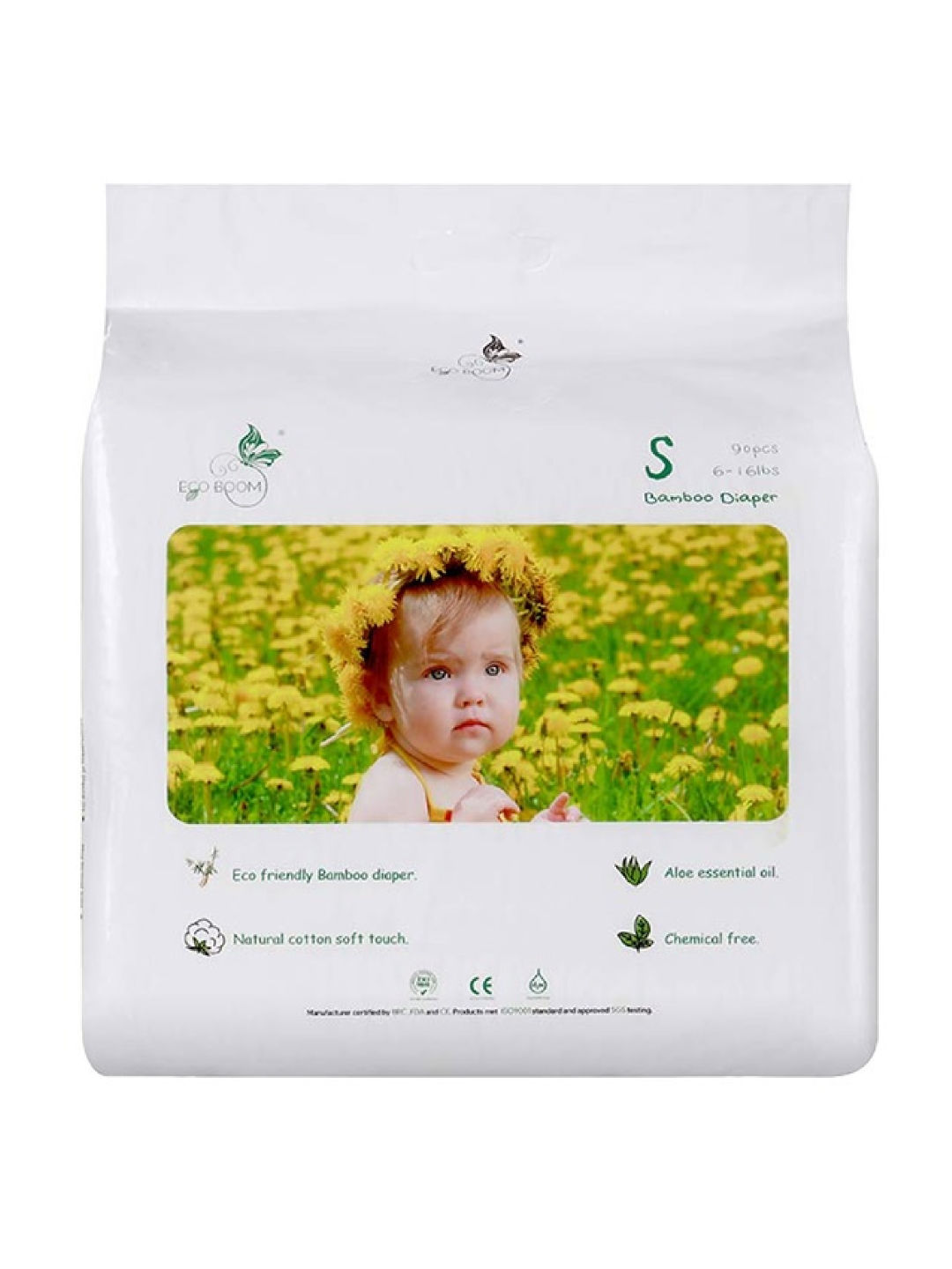 Eco Boom Bamboo Biodegradable Disposable Diapers Small 90 pcs (Taped